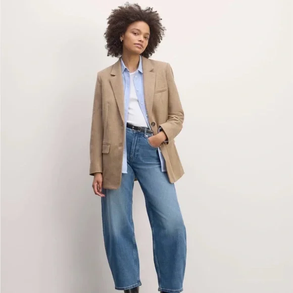 Everlane The Oversized Blazer in Wool - Beige Twill Size 4 - NWT - Picture 2 of 4